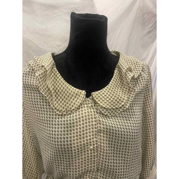 Vintage 80s ladies dress white/tan by Jones size 16 - Picture 3 of 7